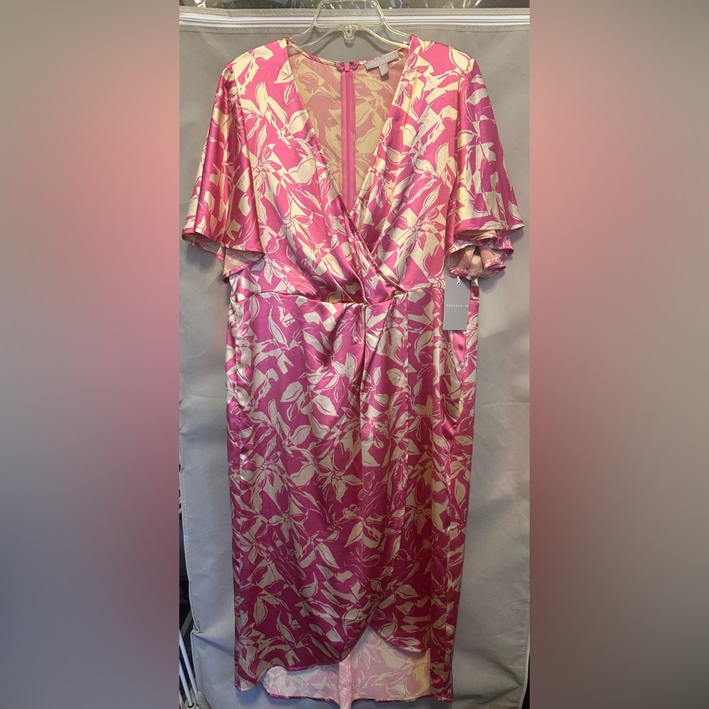 Chelsea28 Pink and Cream Floral Patterned Dress
